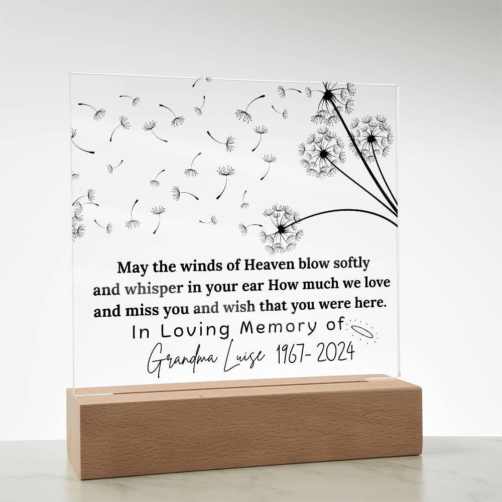 May the winds of heaven memorial plaque – sympathy gift – view 6