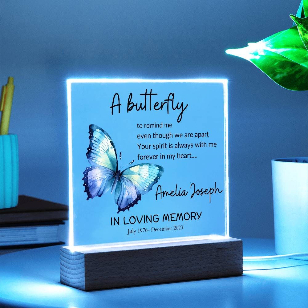 Loss of loved one butterfly memorial remembrance plaque – in memory – view 8
