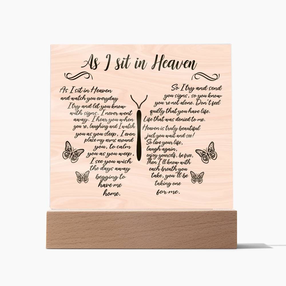 As I sit in heaven memorial Acrylic Plaque – Memorial gift – view 9
