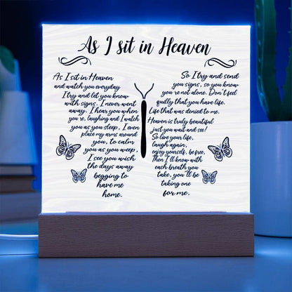 As I sit in heaven memorial Acrylic Plaque – Memorial gift – view 3