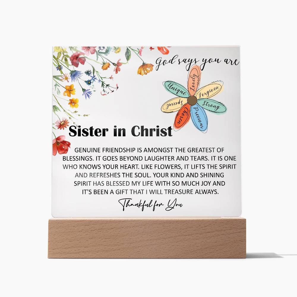 Sister in Christ Christmas Friendship Gift Plaque, Thankful for You Gift for Women Faith Gift for Friend Christian Religious gift for friend