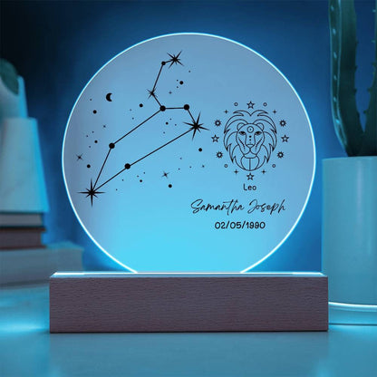 Personalized Leo Star Sign Zodiac Plaque Night Light Astrology gifts – view 6