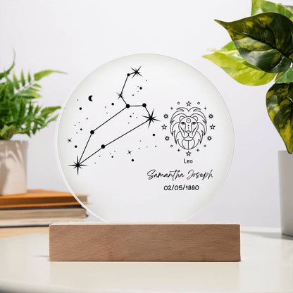 Personalized Leo Star Sign Zodiac Plaque Night Light Astrology gifts – view 5