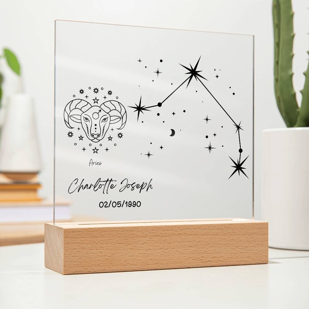 Personalized Aries Zodiac star sign plaque – view 2