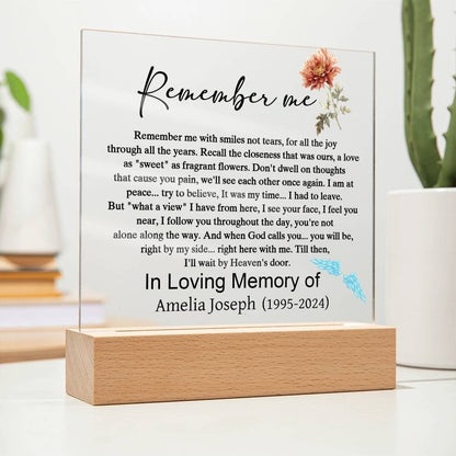 Remember me memorial plaque – sympathy gift