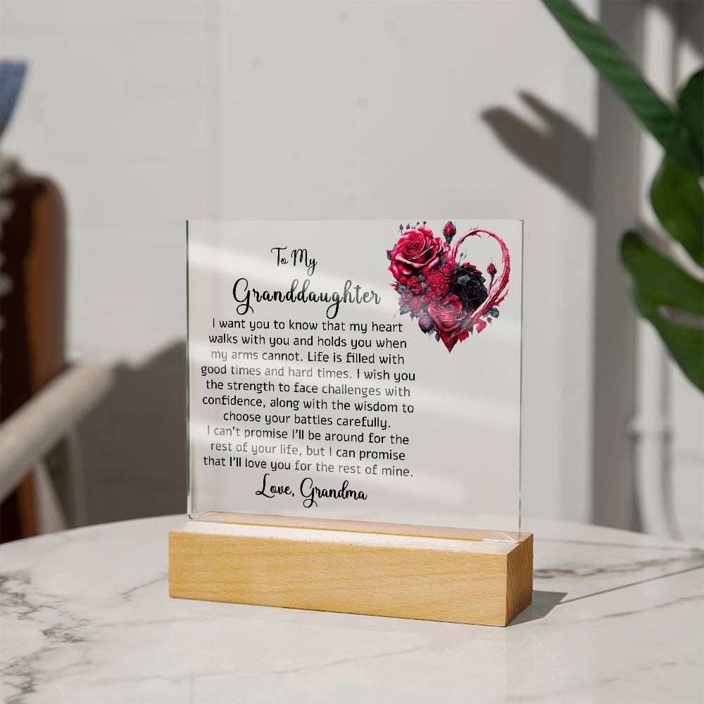 To My Granddaughter Floral Acrylic Plaque Gift from Grandma – view 6