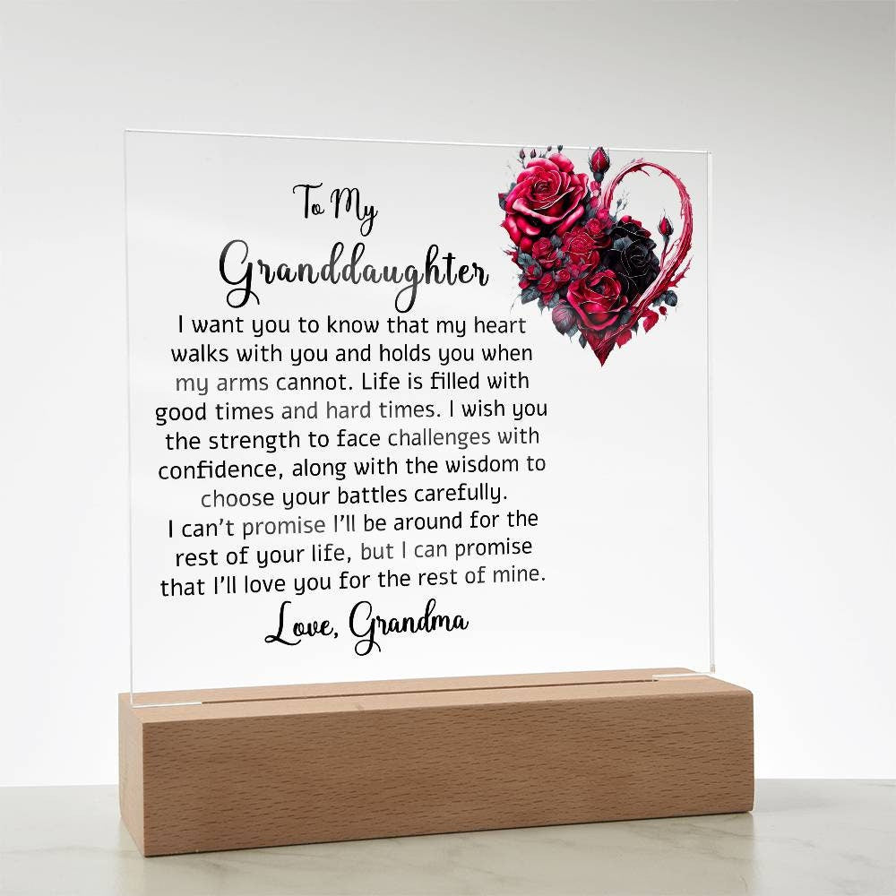 To My Granddaughter Floral Acrylic Plaque Gift from Grandma – view 8