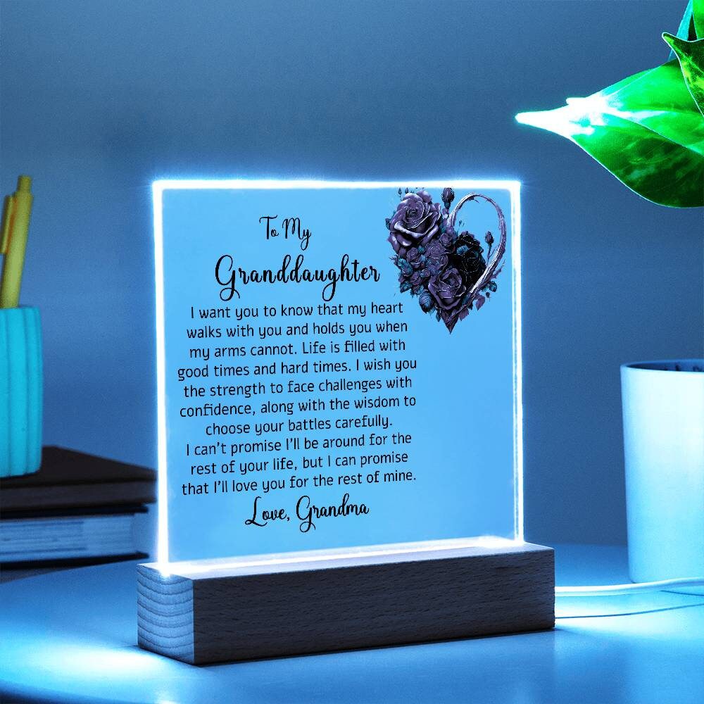 To My Granddaughter Floral Acrylic Plaque Gift from Grandma – view 2