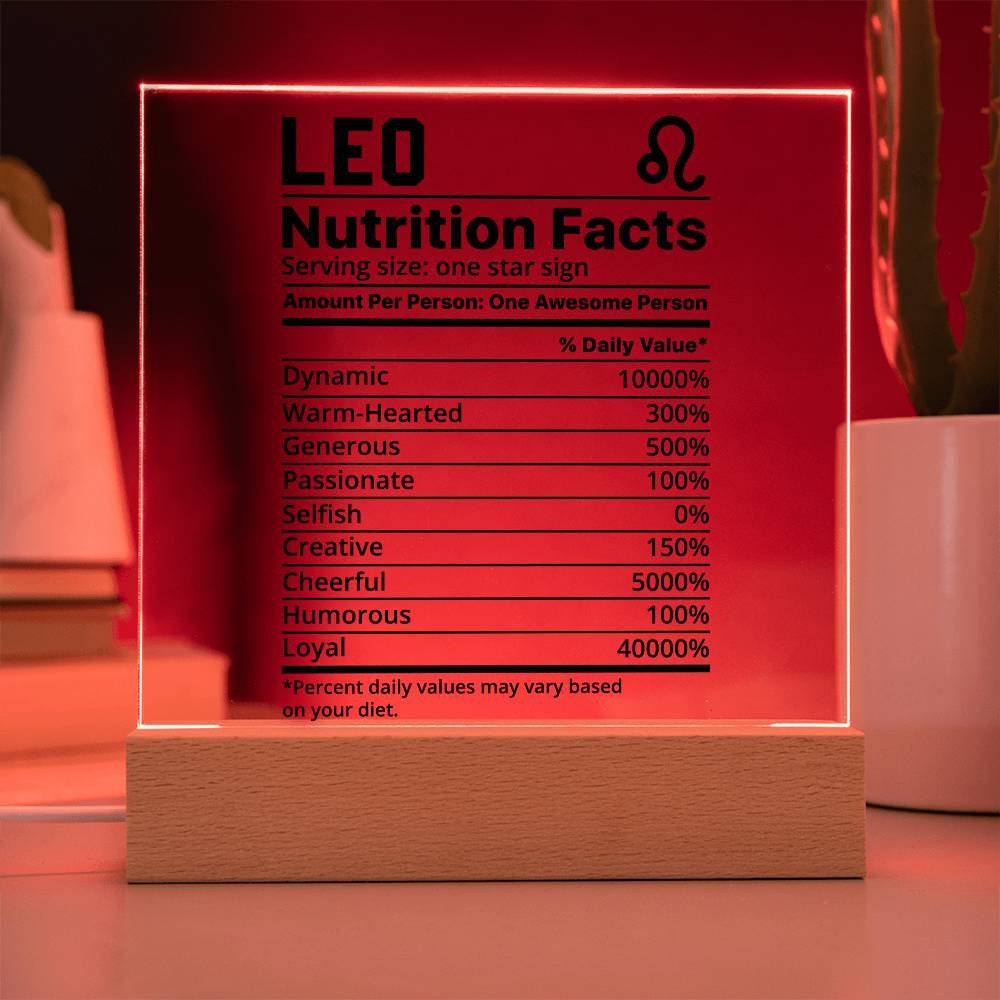 Leo nutrition facts Acrylic LED plaque for Leo friend zodiac gift – view 6