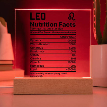 Leo nutrition facts Acrylic LED plaque for Leo friend zodiac gift – view 6