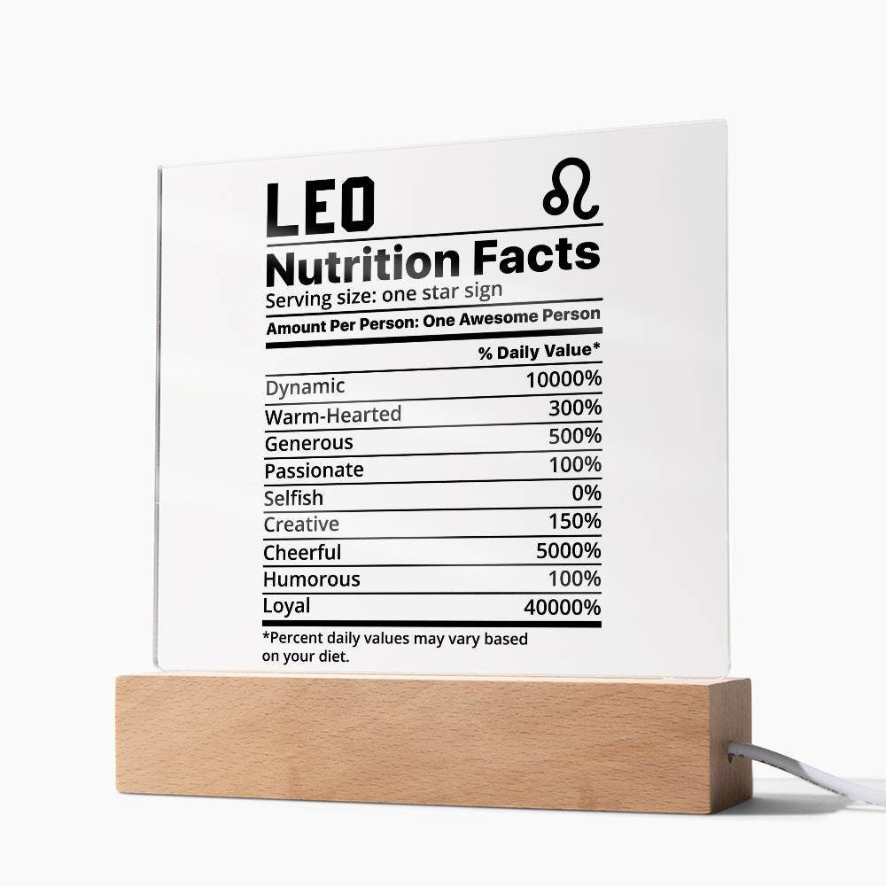 Leo nutrition facts Acrylic LED plaque for Leo friend zodiac gift – view 9