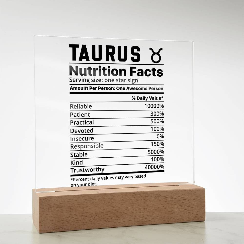 Taurus nutrition facts Acrylic LED plaque for Taurus friend zodiac – view 8
