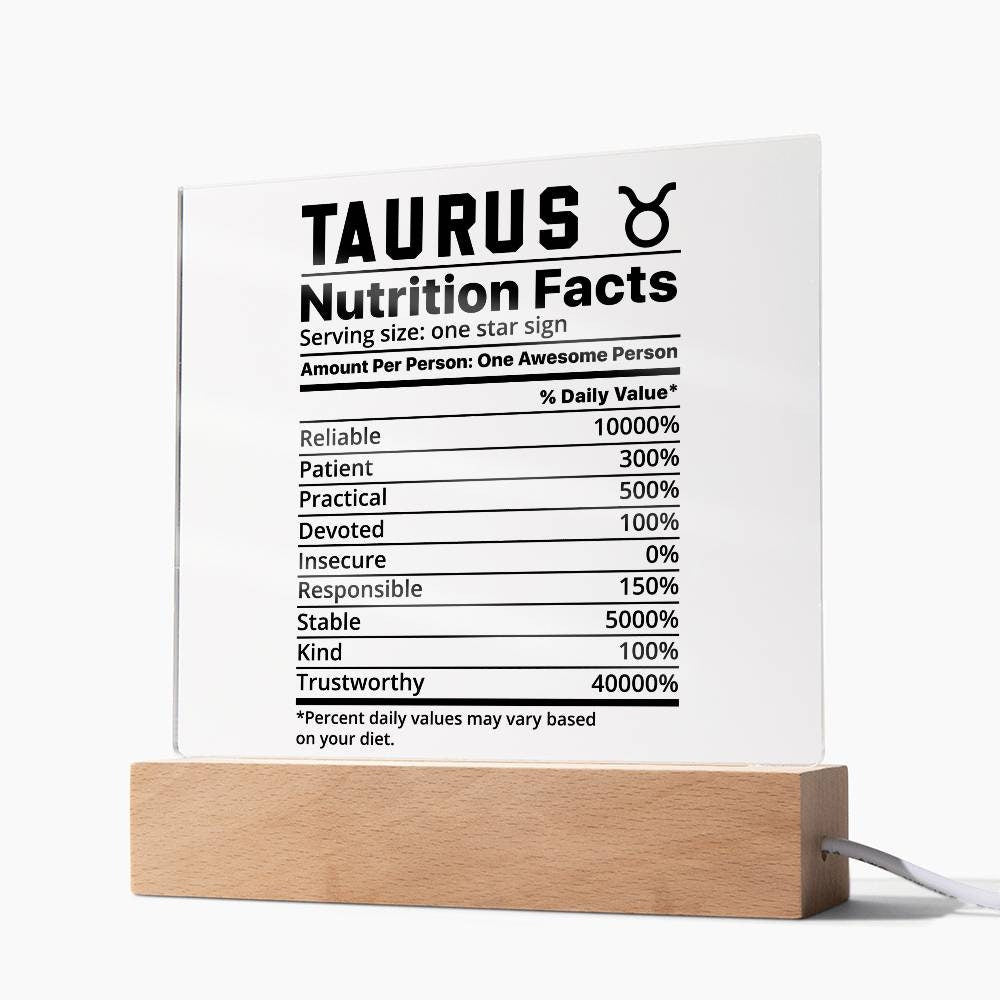 Taurus nutrition facts Acrylic LED plaque for Taurus friend zodiac – view 6