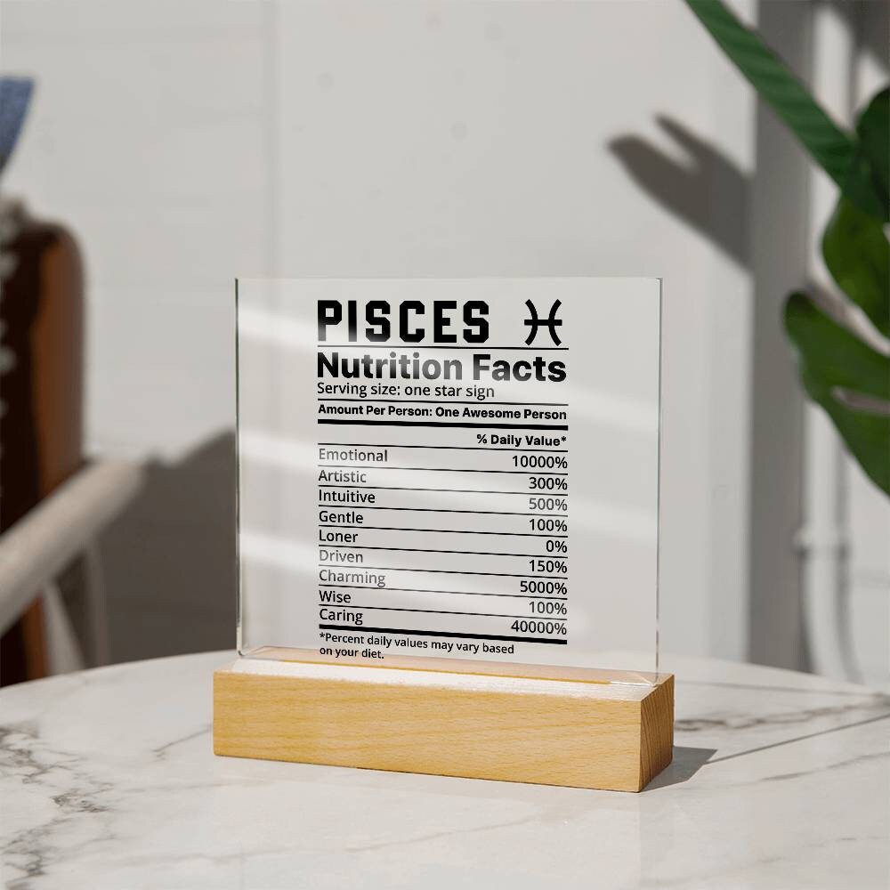 Pisces nutrition facts Acrylic LED plaque for Pisces friend zodiac – view 8