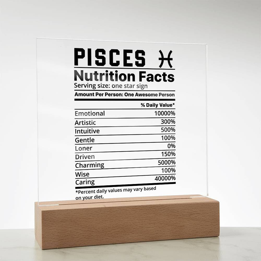 Pisces nutrition facts Acrylic LED plaque for Pisces friend zodiac – view 7