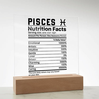 Pisces nutrition facts Acrylic LED plaque for Pisces friend zodiac – view 7