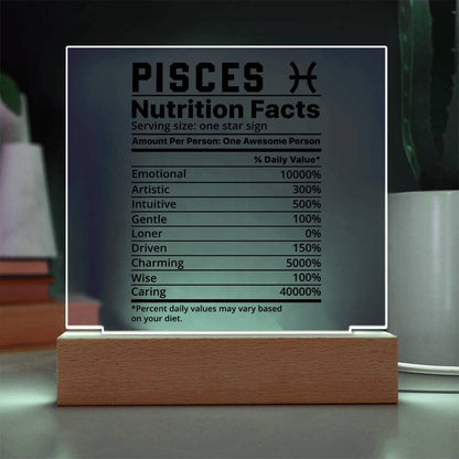 Pisces nutrition facts Acrylic LED plaque for Pisces friend zodiac – view 6