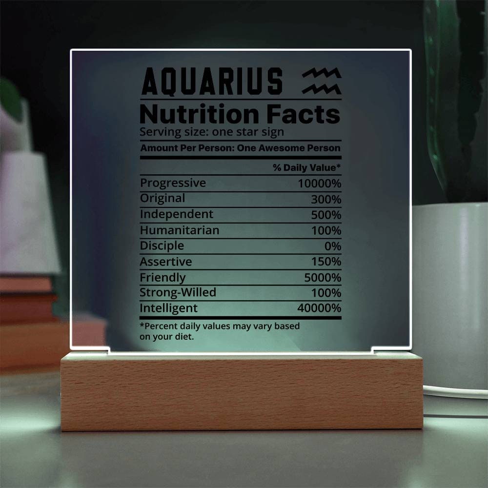 Aquarius nutrition facts Acrylic LED plaque for Aquarius friend – view 6