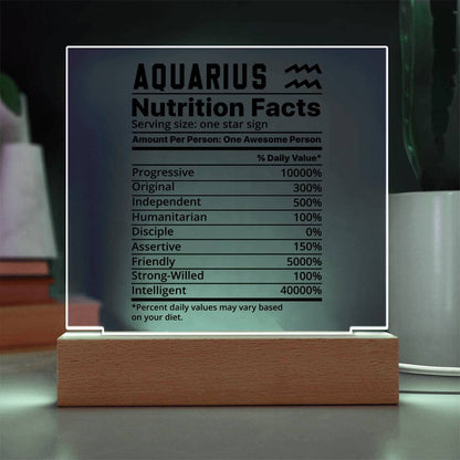 Aquarius nutrition facts Acrylic LED plaque for Aquarius friend – view 6