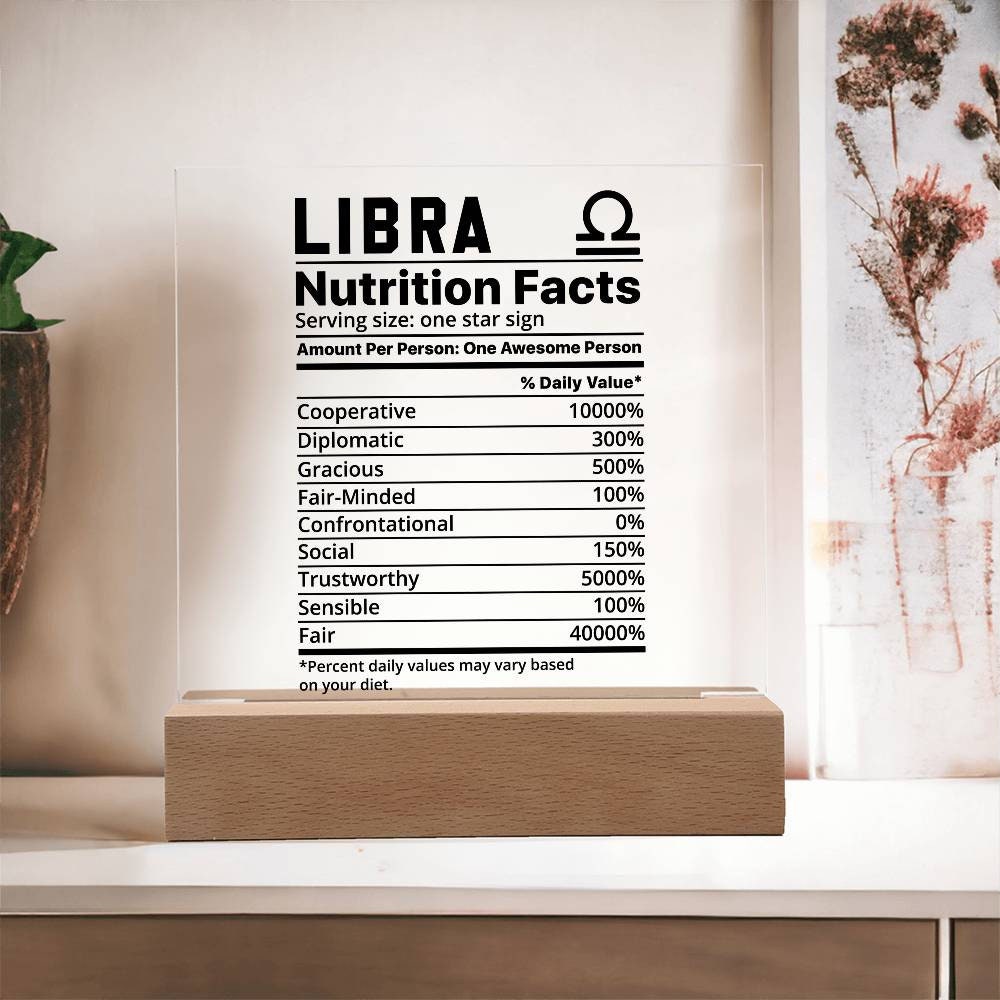 Libra nutrition facts Acrylic LED plaque for Libra friend zodiac gift