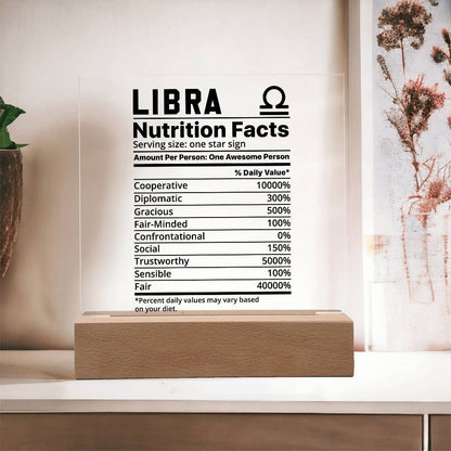Libra nutrition facts Acrylic LED plaque for Libra friend zodiac gift
