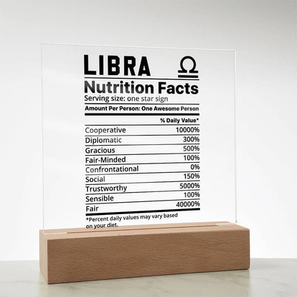 Libra nutrition facts Acrylic LED plaque for Libra friend zodiac gift – view 9