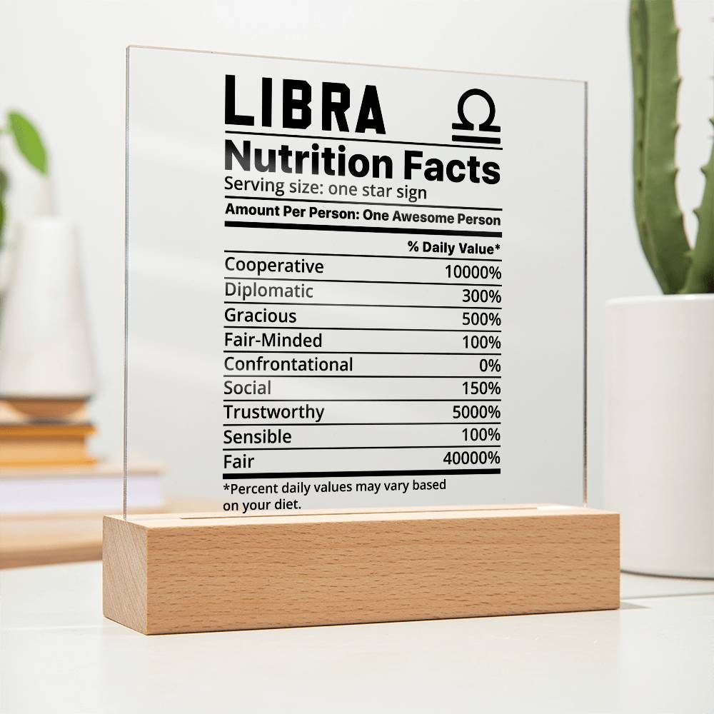 Libra nutrition facts Acrylic LED plaque for Libra friend zodiac gift – view 7