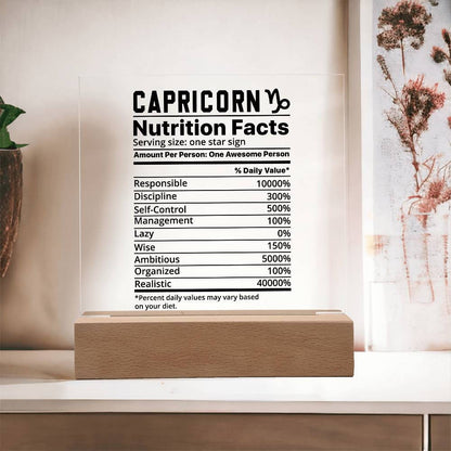 Capricorn nutrition facts Acrylic LED plaque for Capricorn friend