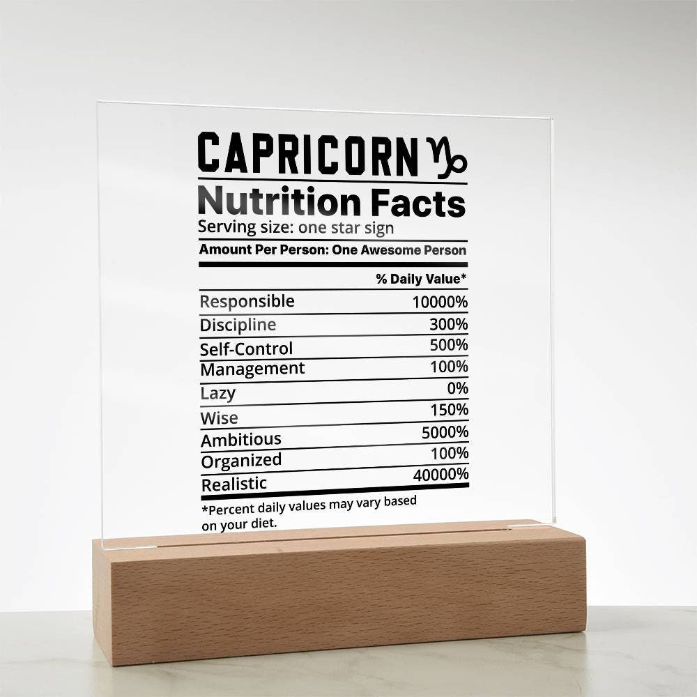 Capricorn nutrition facts Acrylic LED plaque for Capricorn friend – view 7