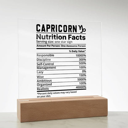 Capricorn nutrition facts Acrylic LED plaque for Capricorn friend – view 7