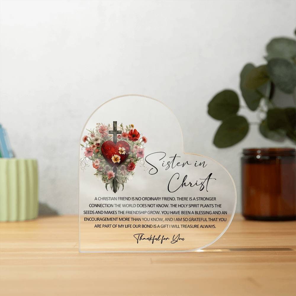 Christian friend Sister in Christ friendship heart Acrylic plaque – view 7