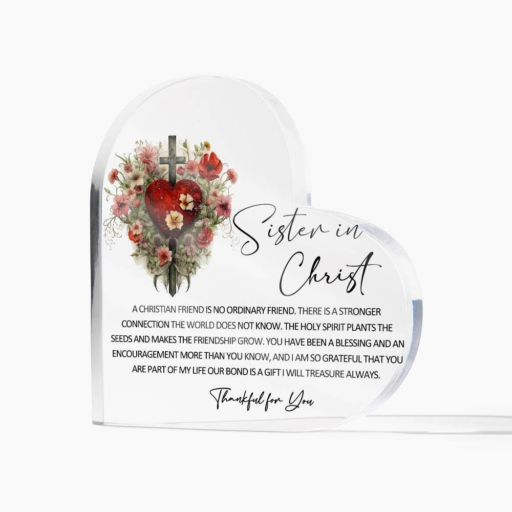 Christian friend Sister in Christ friendship heart Acrylic plaque – view 6