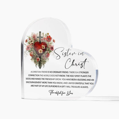 Christian friend Sister in Christ friendship heart Acrylic plaque – view 6