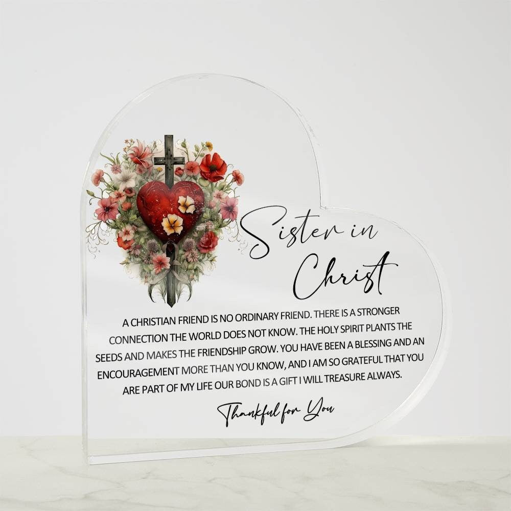 Christian friend Sister in Christ friendship heart Acrylic plaque – view 5