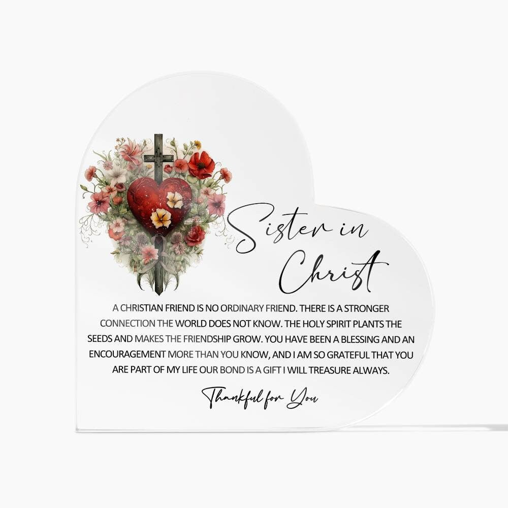 Christian friend Sister in Christ friendship heart Acrylic plaque – view 4