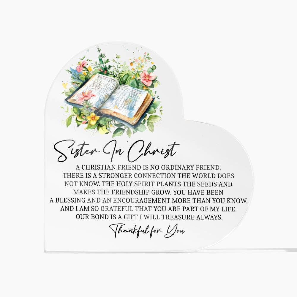 Sister in Christ religious friendship heart Acrylic plaque – view 2