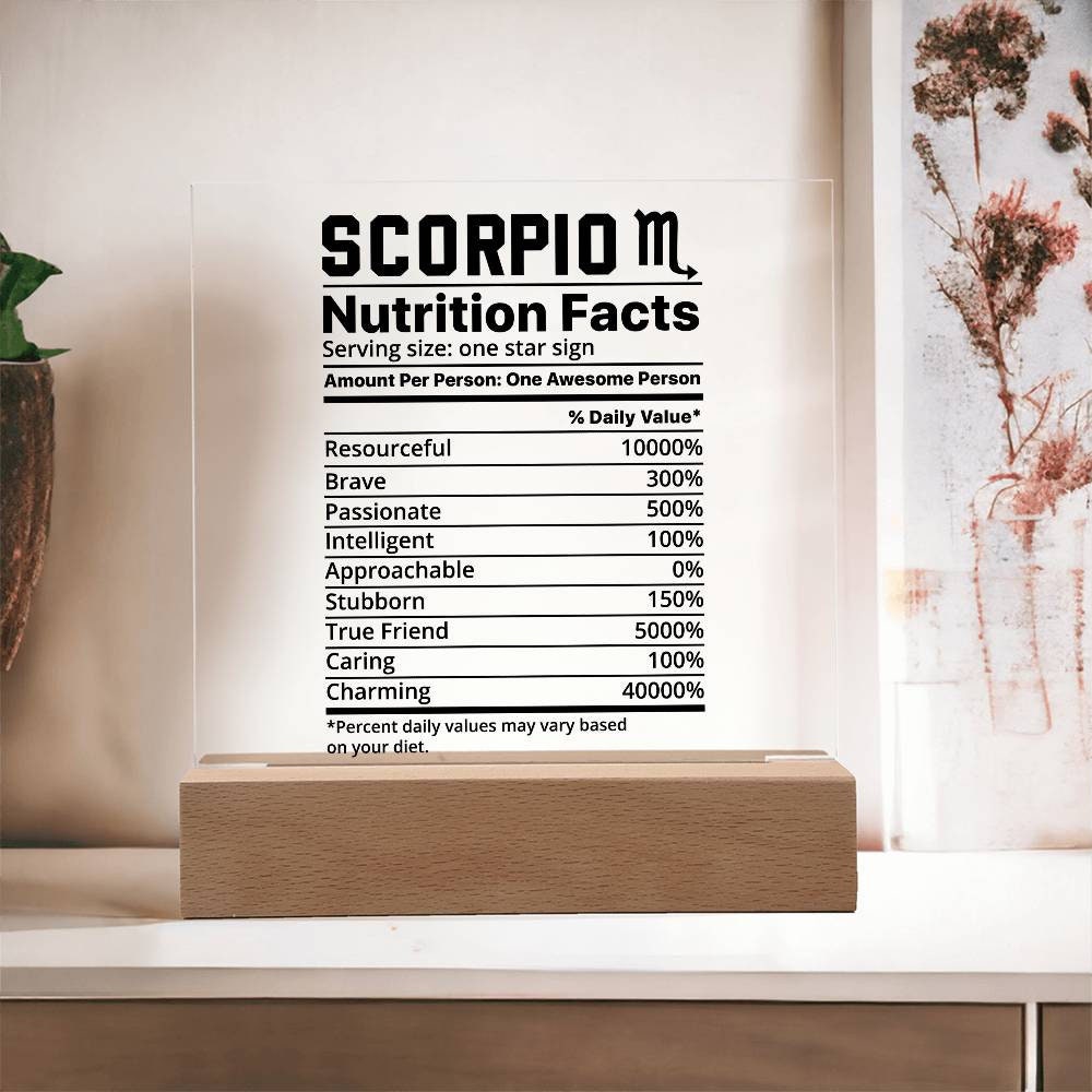 Scorpio nutrition facts Acrylic plaque – zodiac gifts charms – view 9