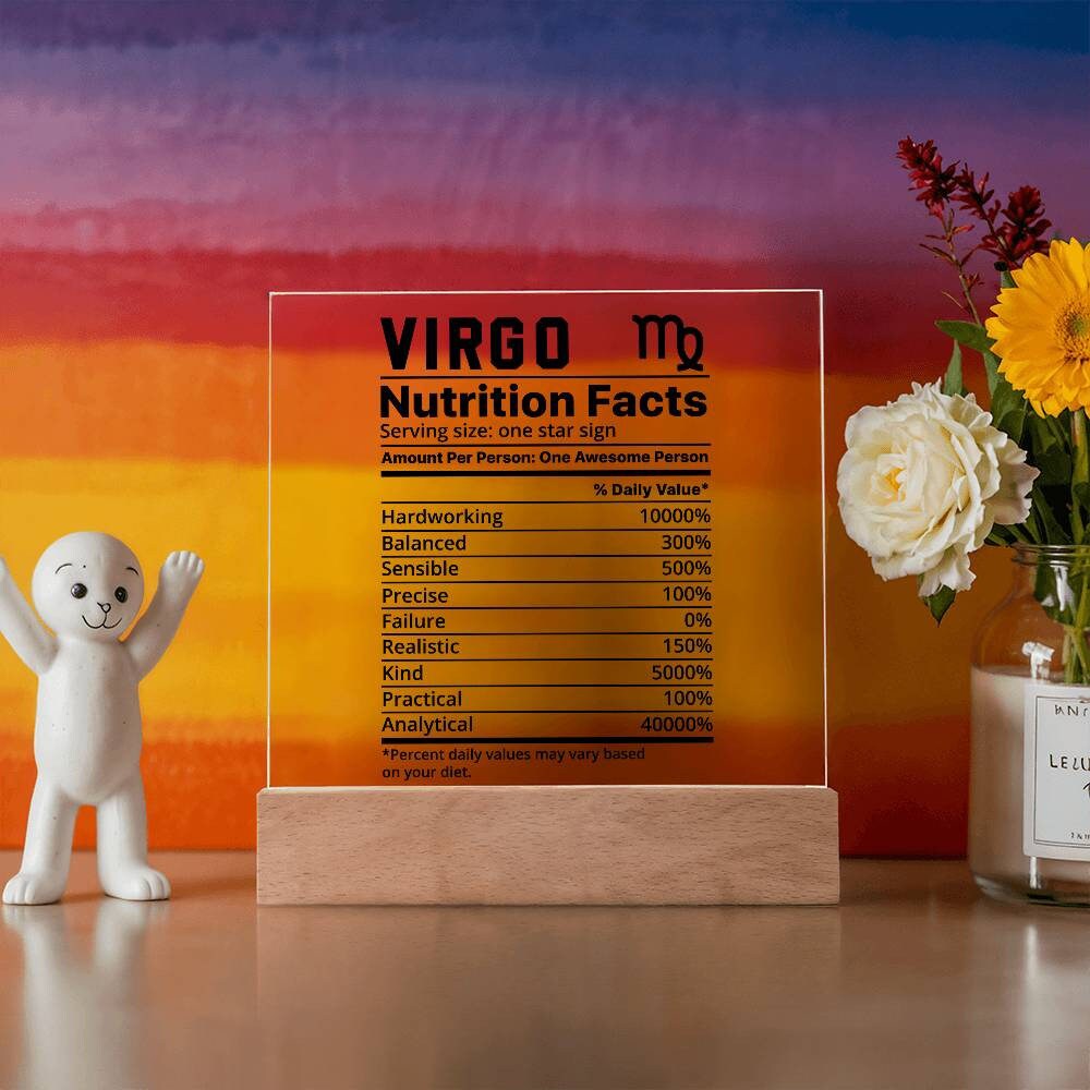 Virgo nutrition facts Acrylic LED plaque for virgo friend zodiac gift – view 5