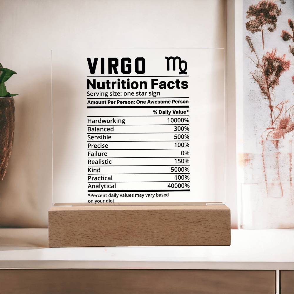 Virgo nutrition facts Acrylic LED plaque for virgo friend zodiac gift – view 8
