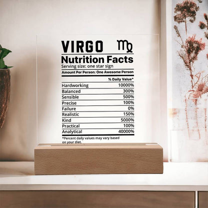 Virgo nutrition facts Acrylic LED plaque for virgo friend zodiac gift – view 8
