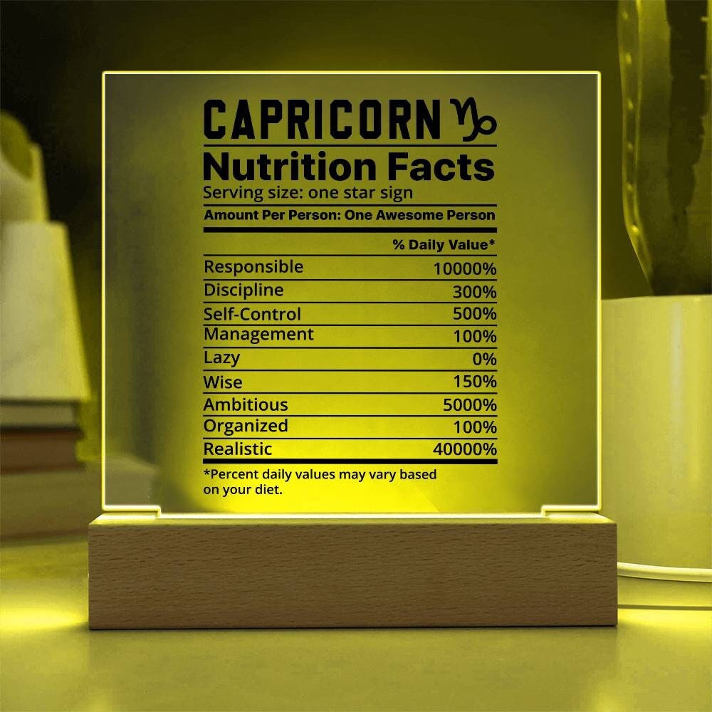 Capricorn nutrition facts Acrylic LED plaque for Capricorn friend – view 2