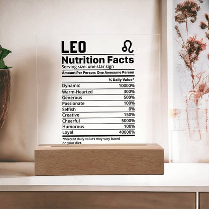 Leo nutrition facts Acrylic LED plaque for Leo friend zodiac gift