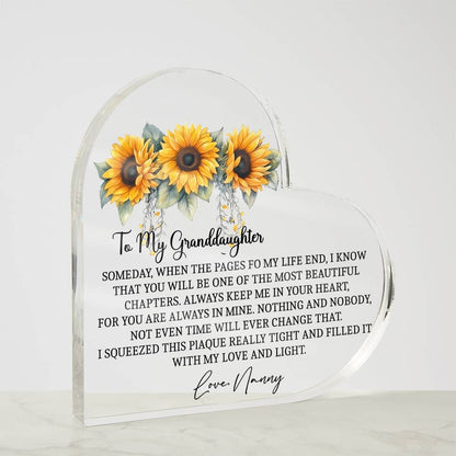 To my Granddaughter Sunflower Heart Acrylic plaque gift from nanny – view 9