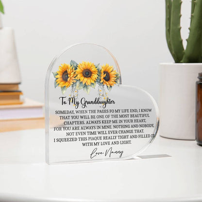 To my Granddaughter Sunflower Heart Acrylic plaque gift from nanny – view 8