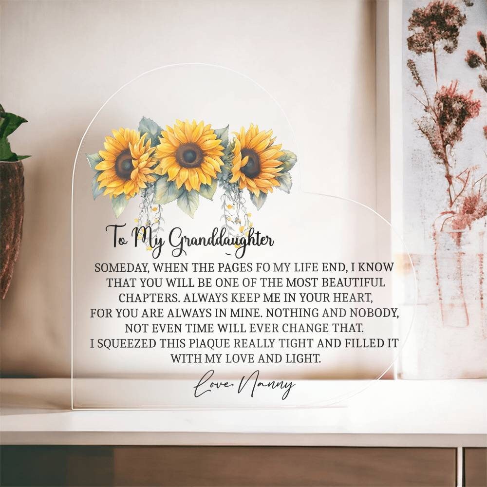 To my Granddaughter Sunflower Heart Acrylic plaque gift from nanny – view 6