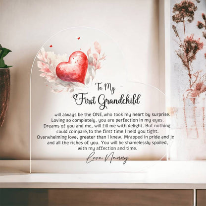 First Grandchild heart shaped plaque gift for new Grandma – view 8