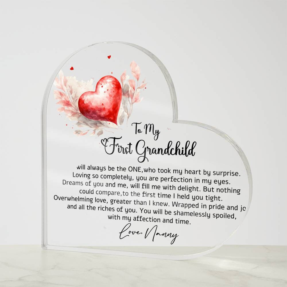 First Grandchild heart shaped plaque gift for new Grandma – view 3