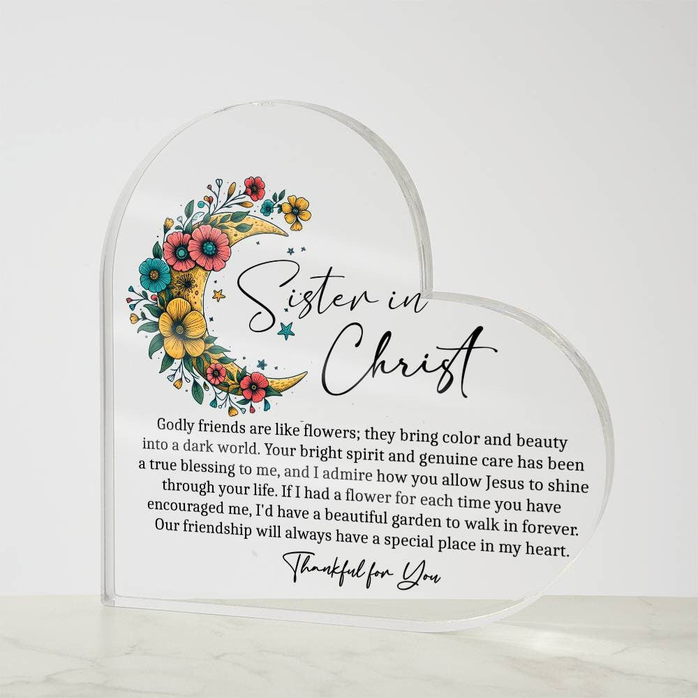 Sister in Christ friendship heart Acrylic plaque – view 3