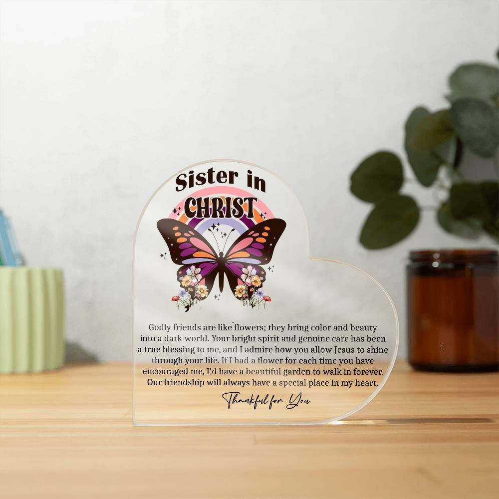 Sister in Christ butterfly heart acrylic plaque gifts for Christian – view 9