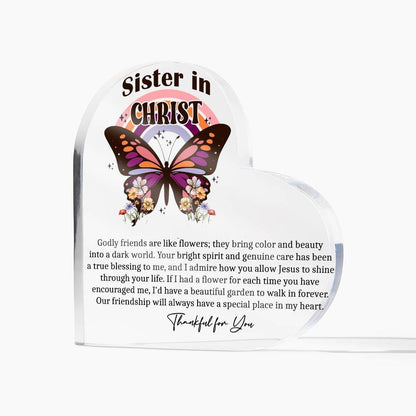 Sister in Christ butterfly heart acrylic plaque gifts for Christian – view 8